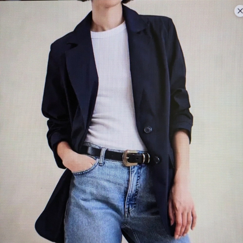 BANANA REPUBLIC | Unlined Poplin Blazer Navy